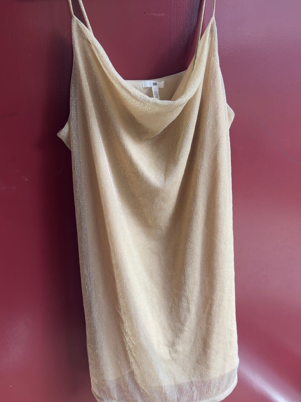 bp Shimmery Beige Cowl Neck Mini Dress